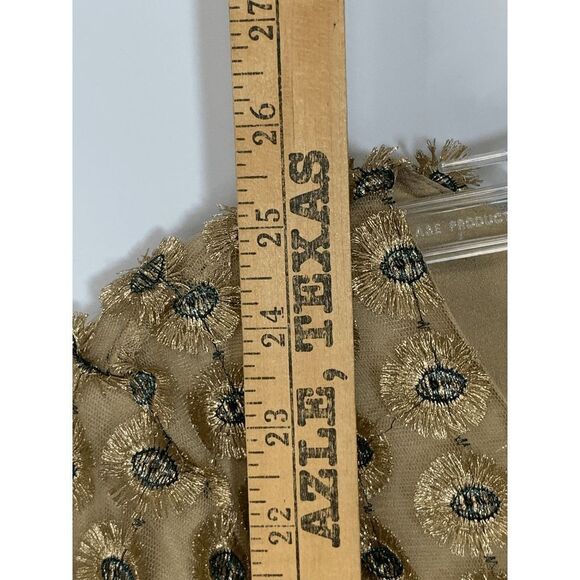 Calvin Klein Womens Blouse Embellished Circle Quarter Sleeve Brown Small - Picture 2 of 10